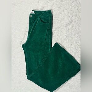 Princess Polly Green Corduroy Flare Pants